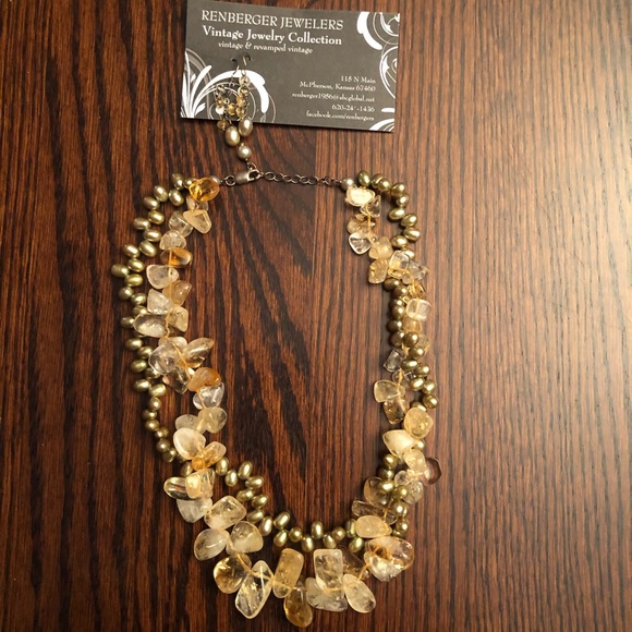 Revamped Vintage necklace and earring set - Picture 1 of 6